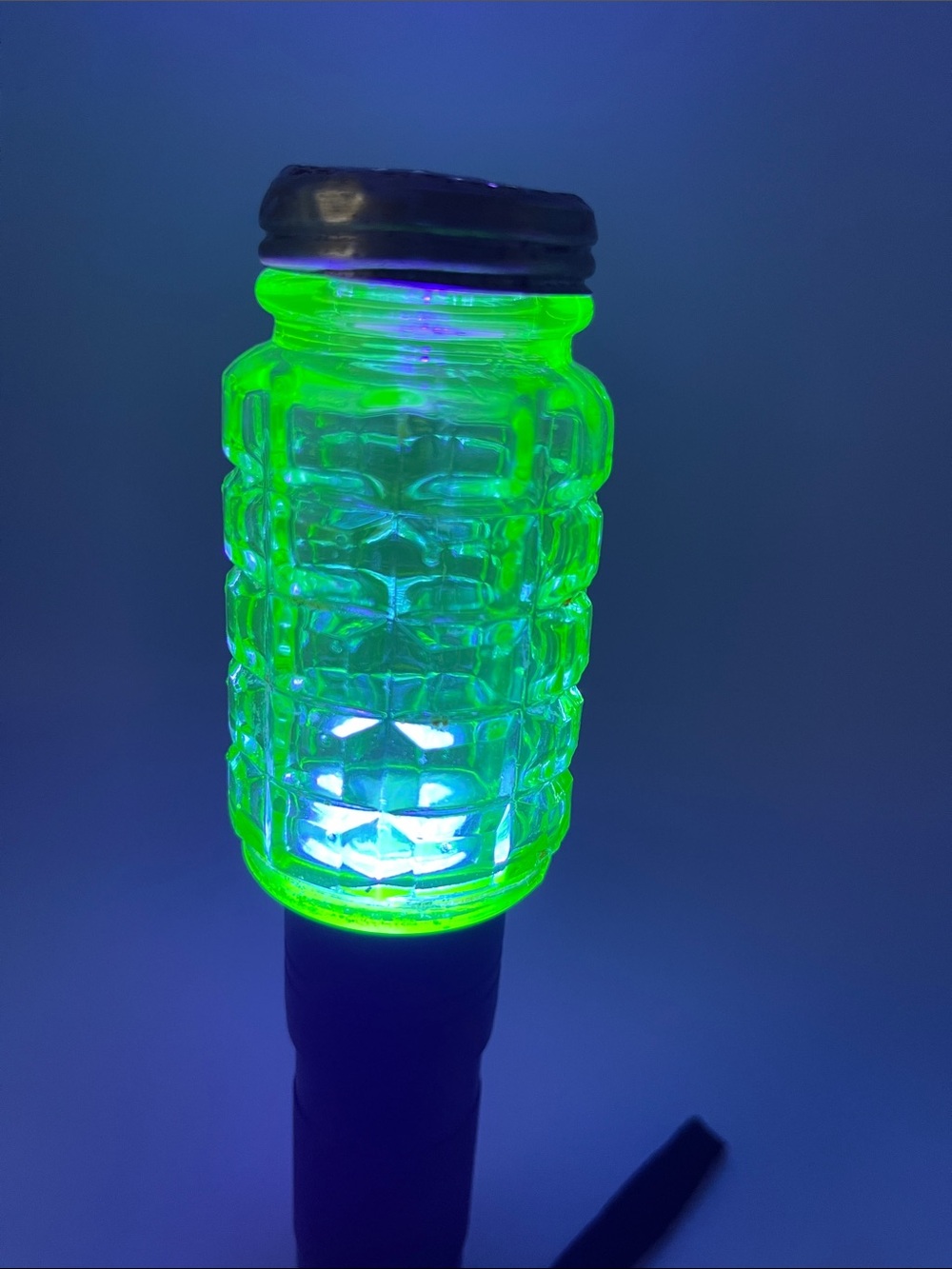 Hazel Atlas Uranium Glass Block Pattern Salt and Pepper Shakers